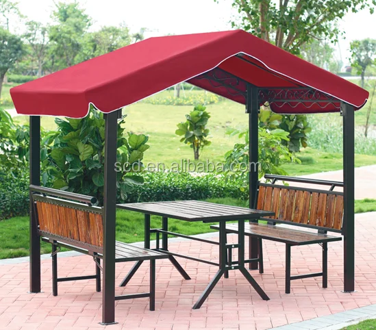 ATV&UTVPatio Used 250* 150cm Mini Gazebo with Wooden Table Wooden Seat
