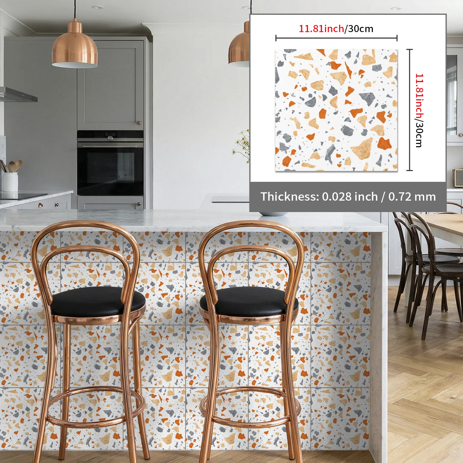 

Thick matte terrazzo waterproof and wear-resistant self-adhesive adhesive tape, used for kitchen, bathroom and home decoration