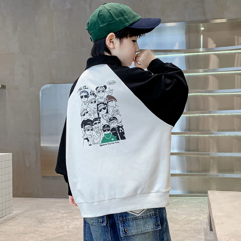 Vintage Style Children Polo Neck Sweatshirt With Collar Kids Boys Spring Autumn Long Sleeve Cotton Polo Shirt For Teens 5-14T