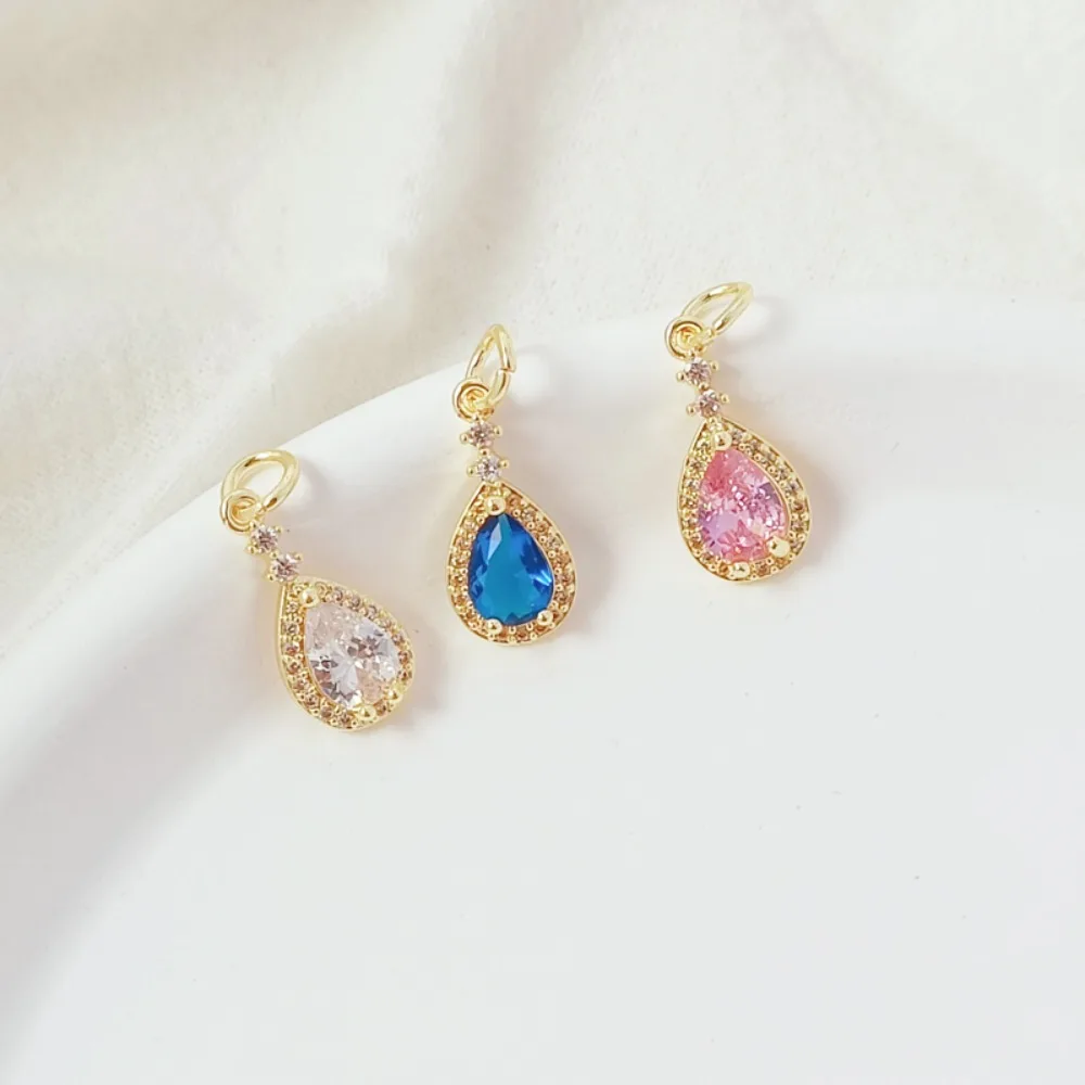 

14K Gold-plated and Inlaid Zirconium Water Drop Pendant, Handcrafted DIY Bracelet, Pendant, Ear Pendant, Accessory Material