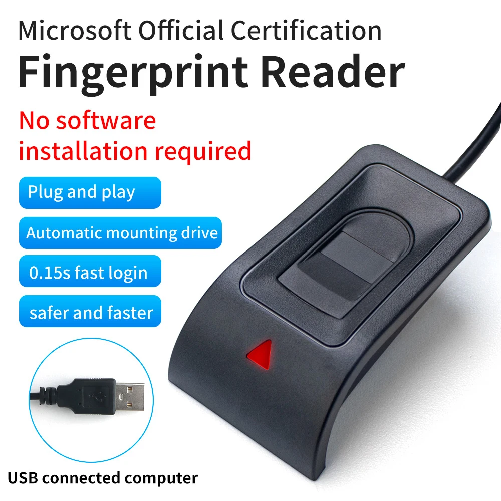 USB Fingerprint Reader Desktop Biometric Scanner Password Free Operation Fingerprint Scanner for PC Laptop