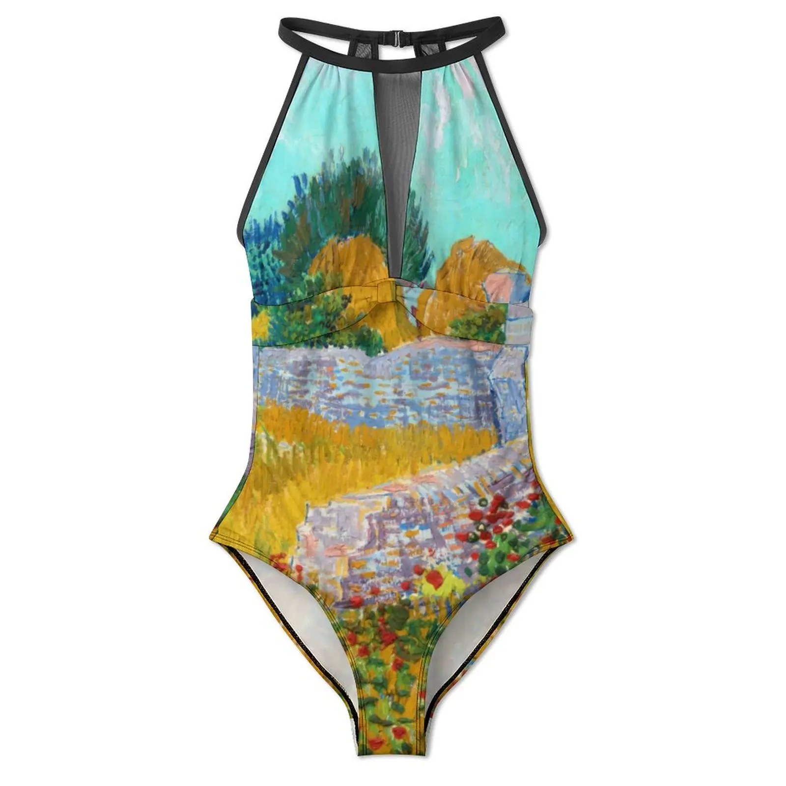 Van Gogh Swimsuit Farmhouse in Provence One-Piece Swimwear Push Up Fashion Bathing Suit Sexy Holiday Surf Graphic Swimsuits