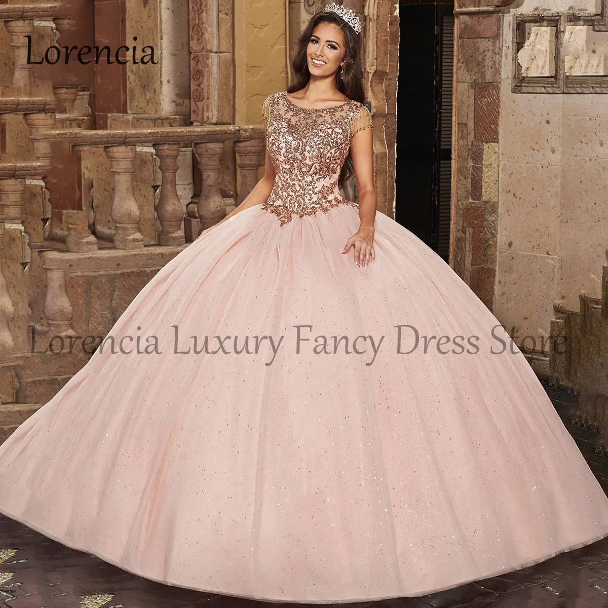 

Mexican Quinceanera Dress 2024 Princess Ball Gown Lace Applique Beading Crystal Corset Sweet 15 16 Formal Vestidos De 15 Años