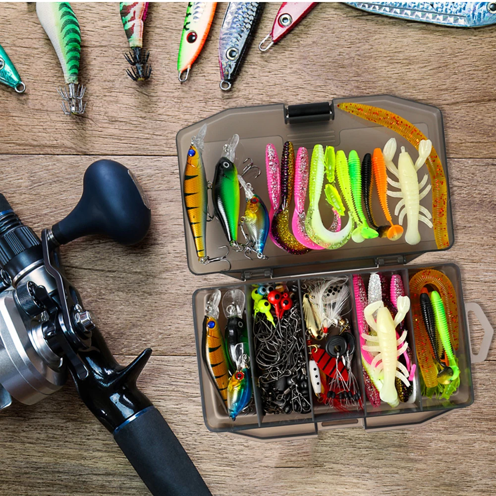 Fishing Lure Kit Soft and Hard Bait Kit Minnow Metal Jig Spoon Accessories with Box for Bass Pike Crank