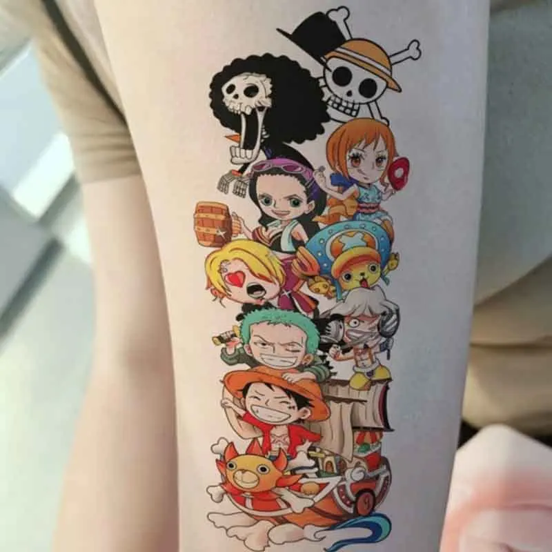 One Piece character tattoo decals for arm tattoos  colorful Luffy designs. Long-lasting arm stickers and paintings The best gift - view 5
