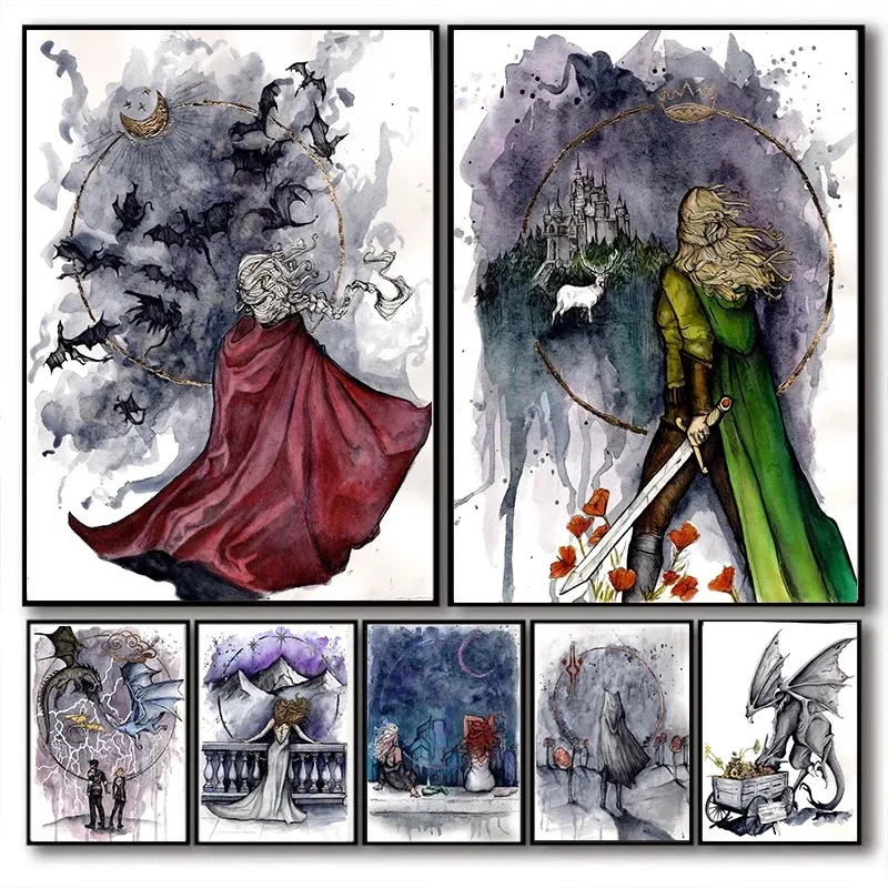 Queen of Terrasen from the Throne of Glass Series Prints TOG Posters Abraxos Smelling Flowers Canvas Painting Kids Room Decor