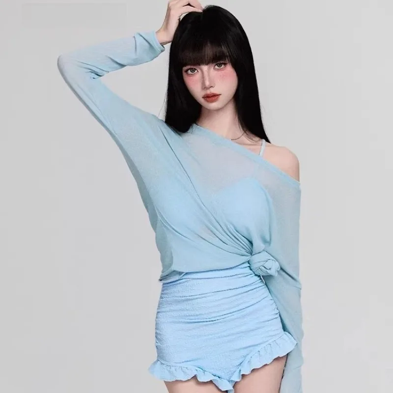 

New Unified Swimsuit for Women, Conservative and Slimming Dress Style, High-end Sun Protection Swimsuit, Water Color Scheme