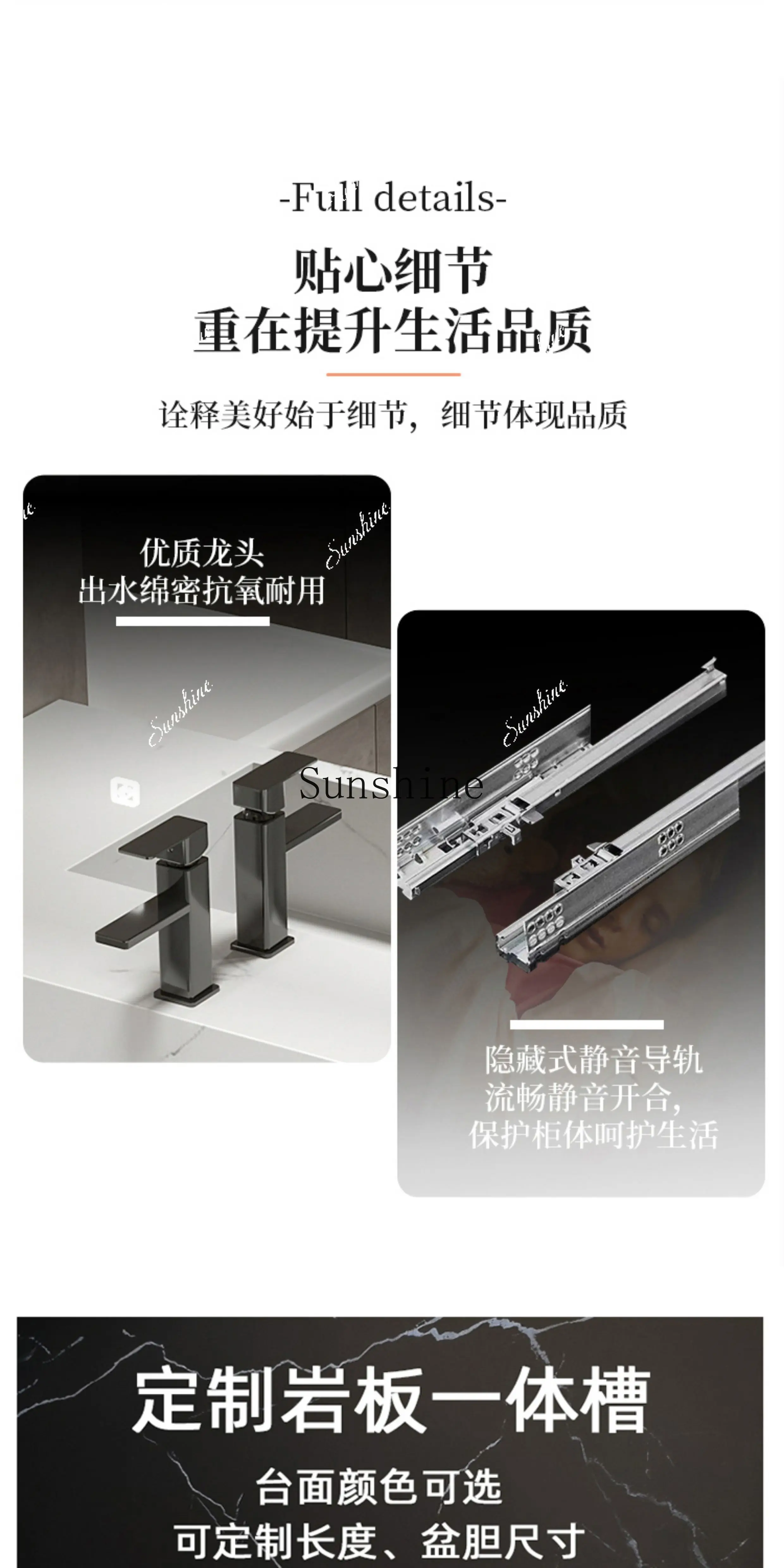 Wabi-sabi washbasin Japanese-style, log integrated platform basin bathroom cabinet combinationY