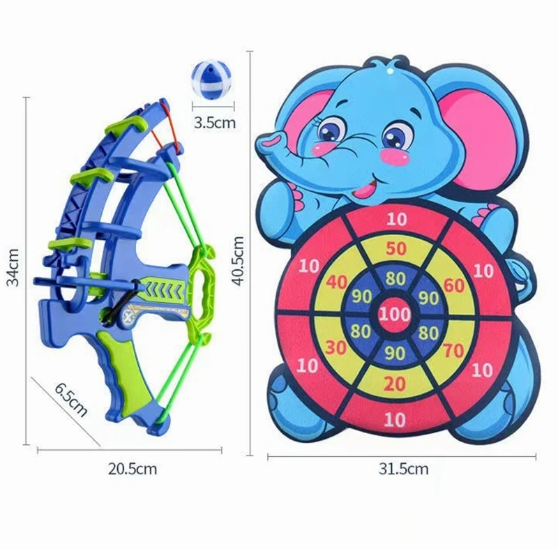 Dinosaur Elephant Sticky Ball Bow Target Dartboard Toy Set Indoor Darts Throwing Disc Outdoor Sports Kids Educational Game Toys