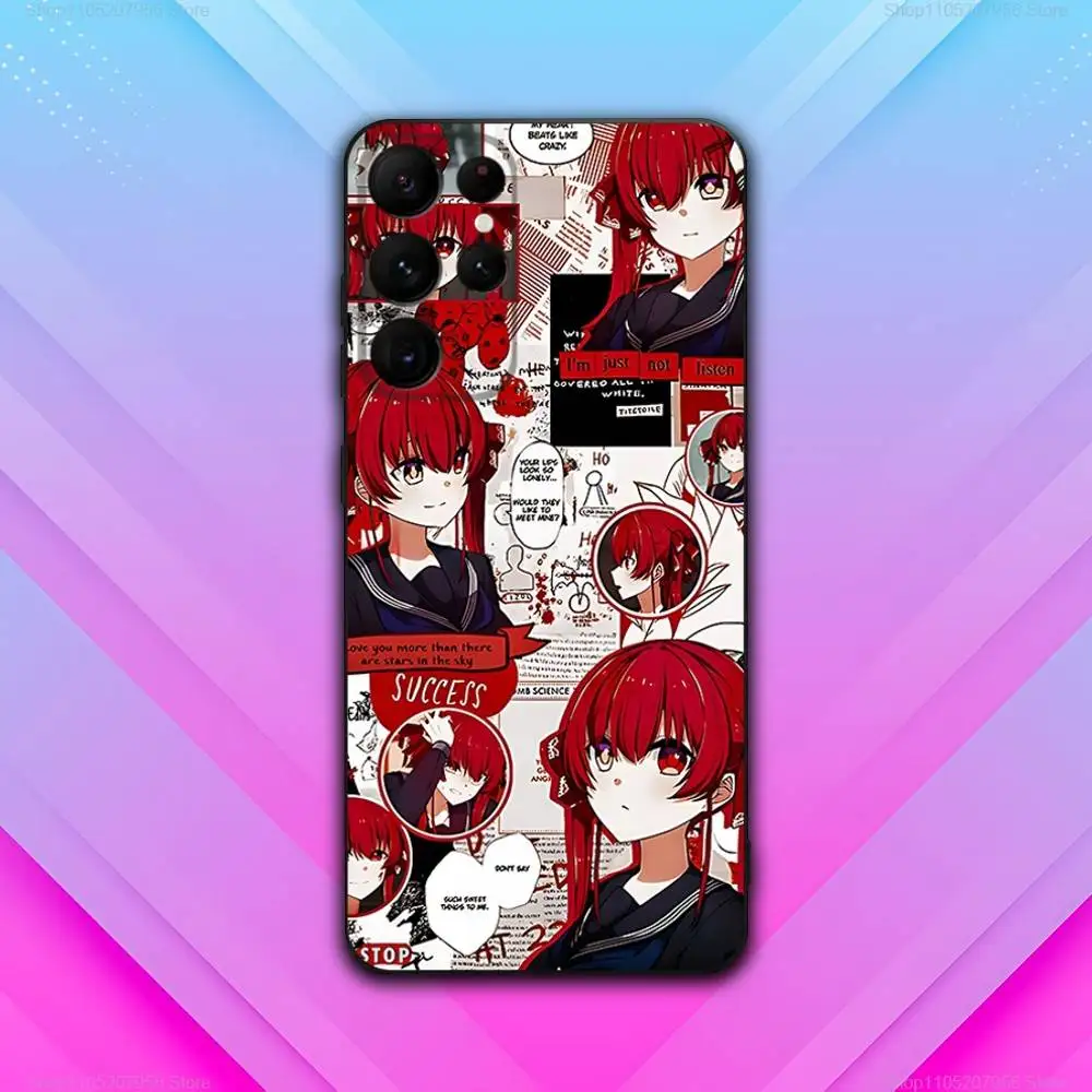 H-Houshou Casing Ponsel Hitam Marinir Gadis Imut untuk Samsung S30,S25,S24,S23,S22,S21,S20,Fe,Lite,5G,Ultra,Plus Ultra-Tipis