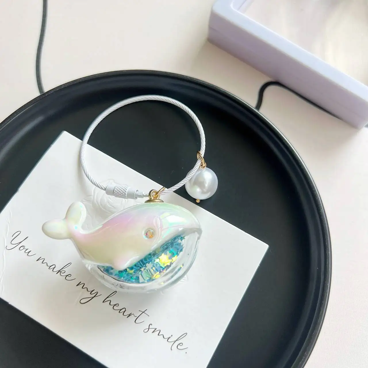 When I Fly Towards You Keychain Whale Keyring