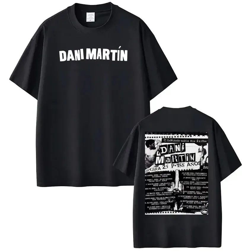 Dani Martín Fashion Graphic T-Shirt, Unisex Gothic Punk Sommer Reine Baumwolle Harajuku Retro Casual Kurzarm-T-Shirts