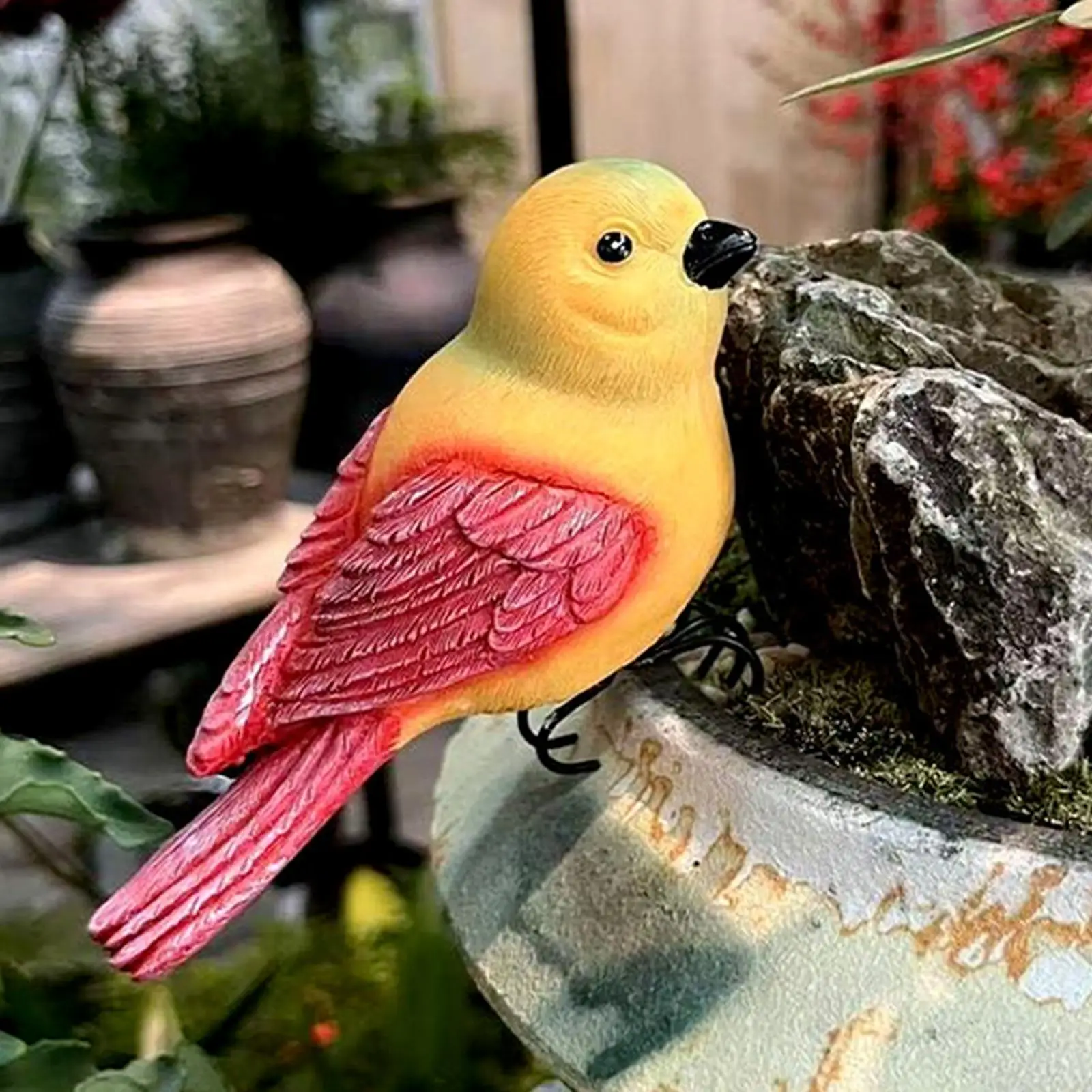 Artificial Garden Bird Model Decoration Resin Figurine for Patio Tree Flower Pot Hugger Sculpture
