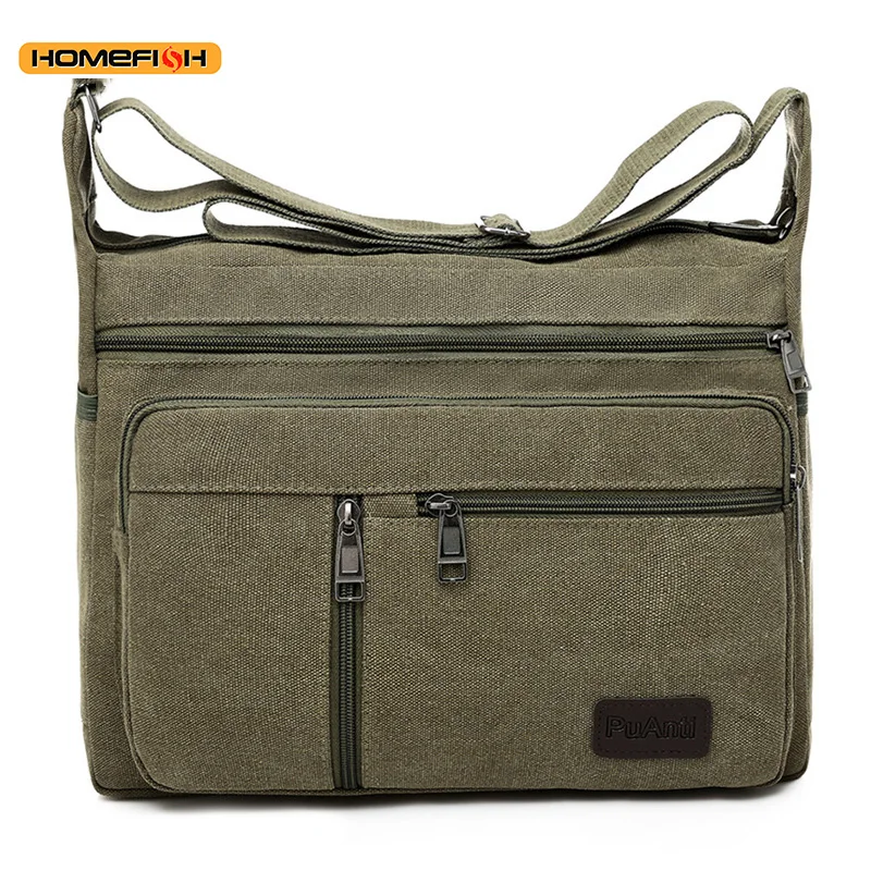 HOMEFISH Men Canvas Shoulder Bags Casual Tote Travel Men's Crossbody Bag Luxury Messenger Bags Fashion High Quality Handbag gallery 5