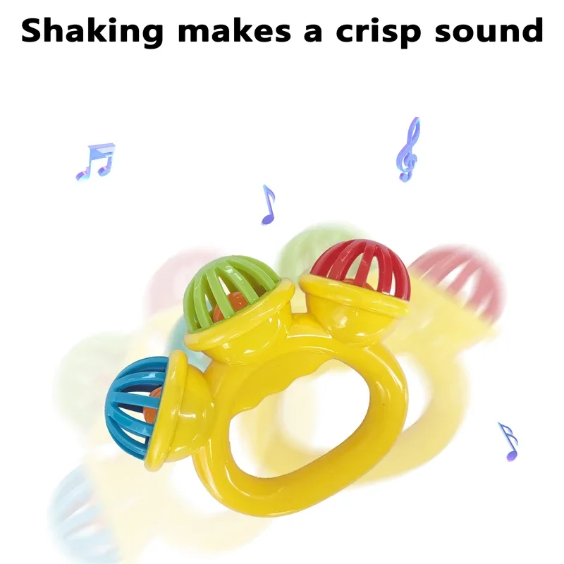 1pcs เด็ก Comfort Rattle เสียงสามหัว BE Hand Grasping Ball ของเล่น Rattle Early การศึกษา Hand Bell
