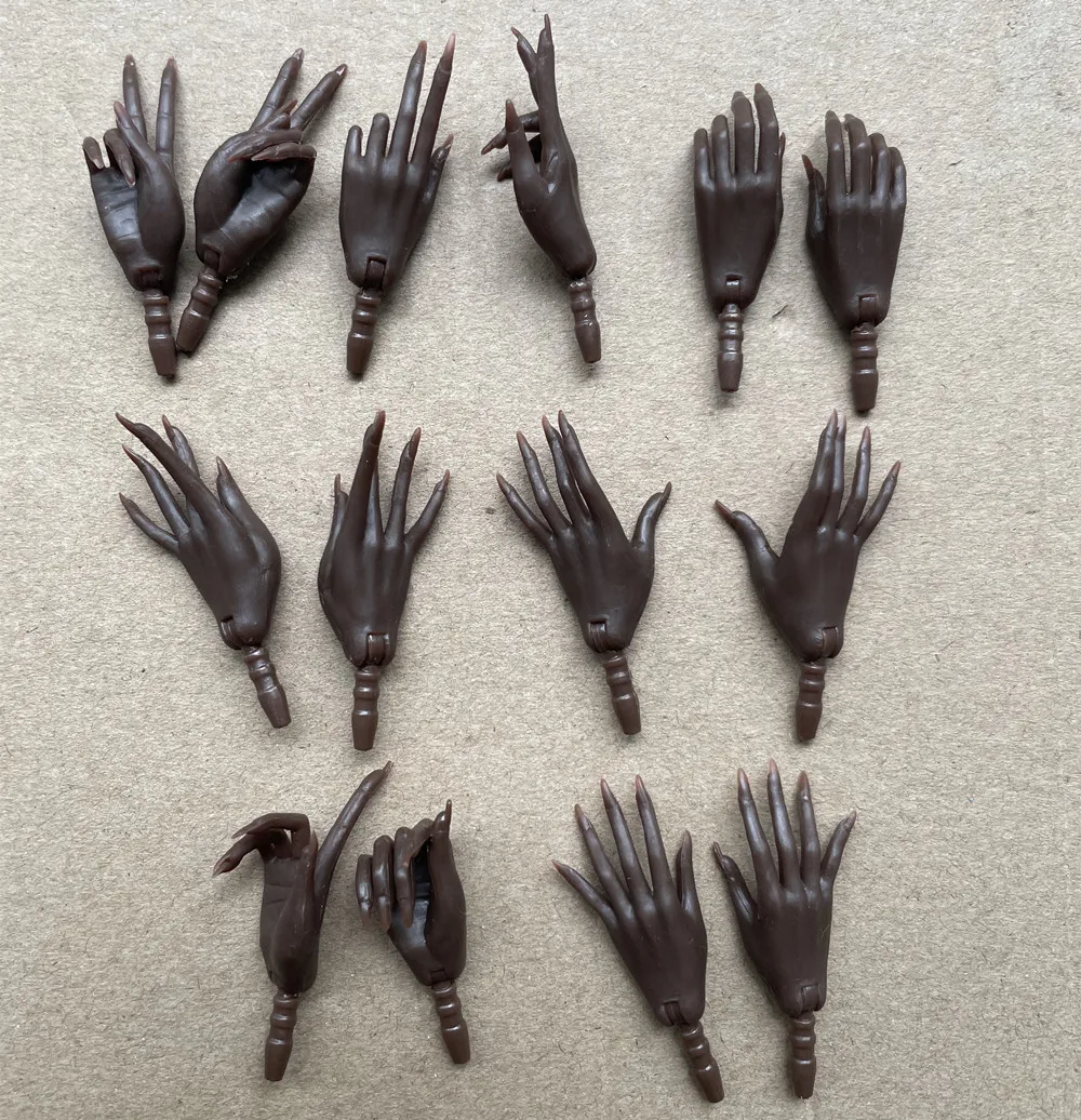 MENGF 2023 New Hands 7 Gestures 1/6 FR Doll Accessories Universal Doll Replacement Long Nail Hands Black Brown White Color