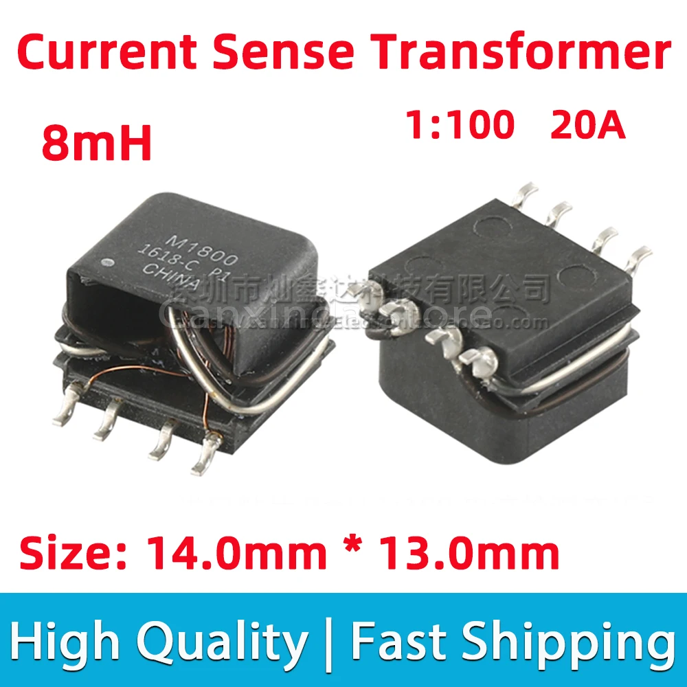 

2pcs M1800 SMD SMT Current Sense Transformer 20A High Current Sensor Automotive Detect Turns Ratio 1:100