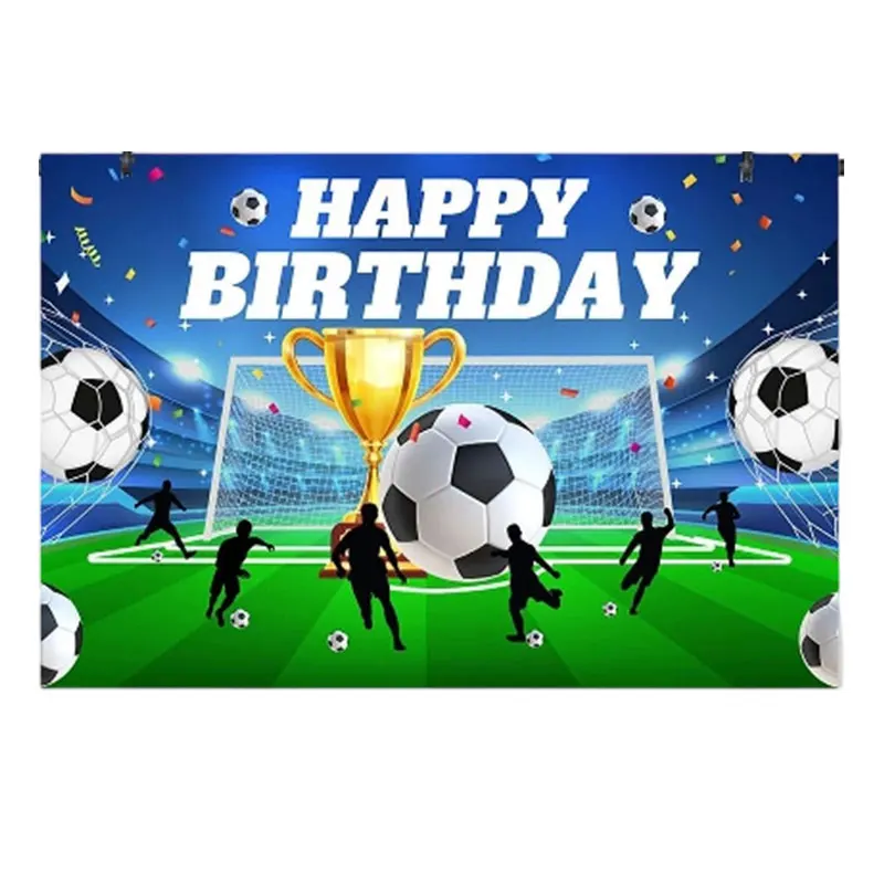 Fußball-Geburtstagsparty-Dekorationen Fußball-Tischgeschirr Teller Becher Tischdecke Ballons Hintergrund-Banner Geschenktüten Jungen-Partyzubehör – Detail 17