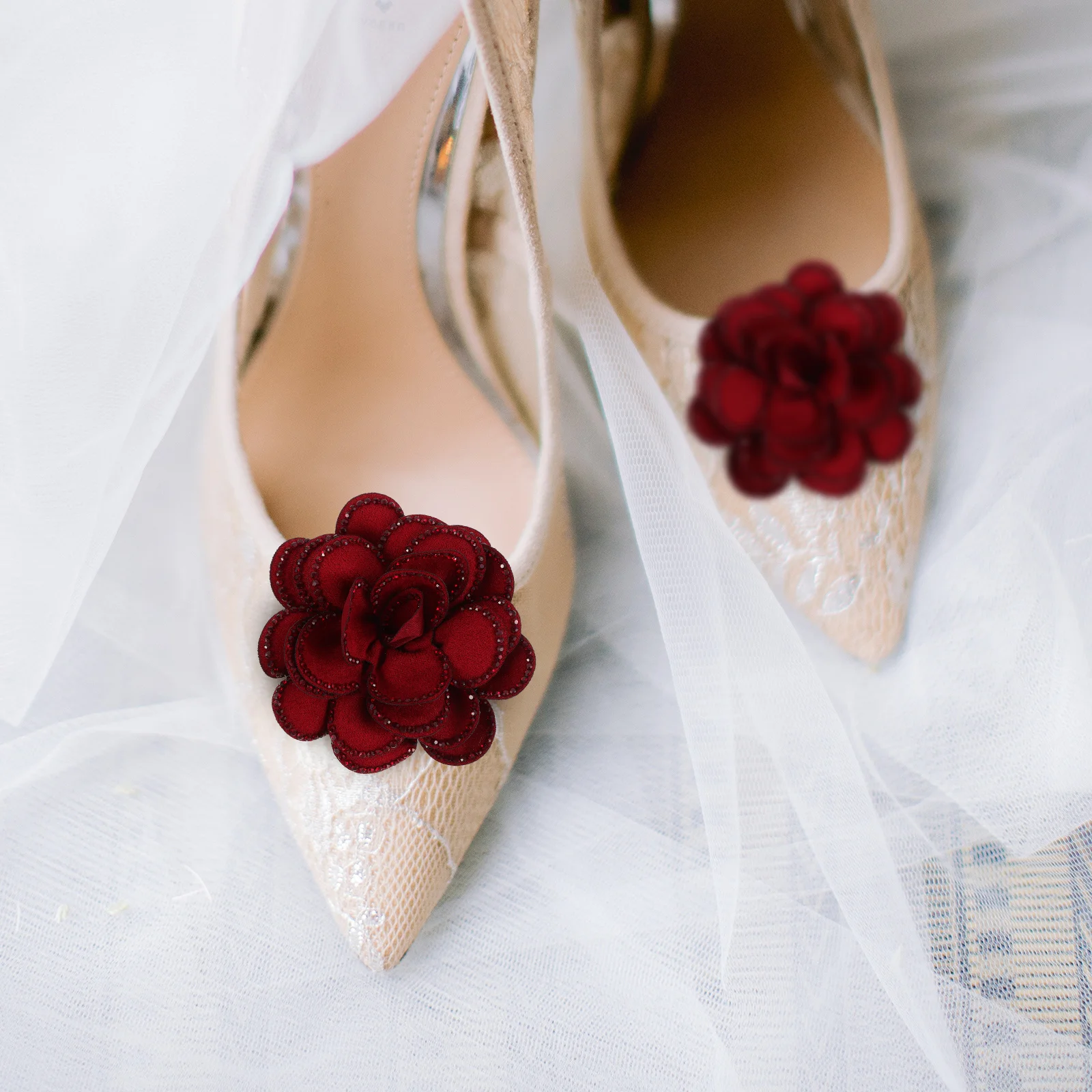 2 قطعة مشابك أحذية الورد حجر الراين مشبك زهرة قابل للفصل لأحذية الزفاف حذاء نسائي بكعب عالٍ زهرة اصطناعية