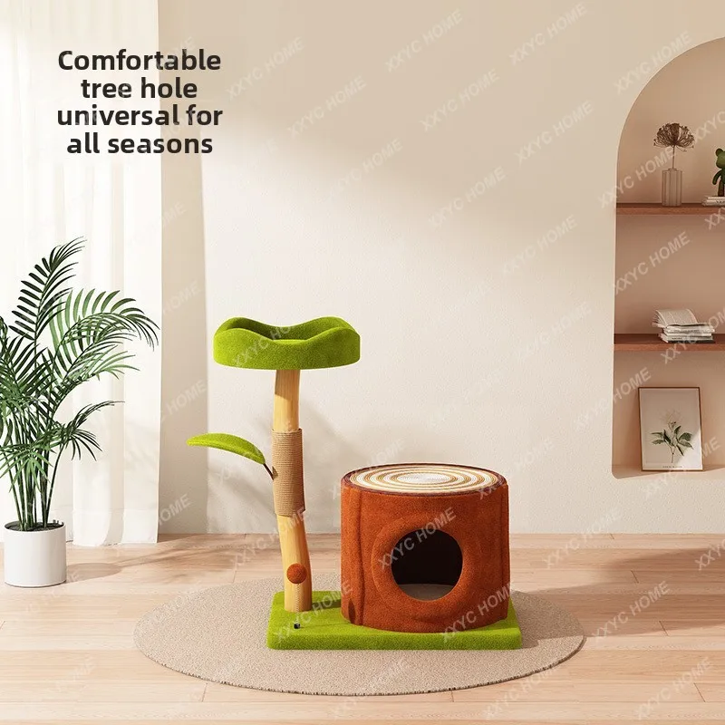 TTCat climbing frame Solid wood small cat nest Cat tree integrated household tree hole Nest covers a four-season universal sisal