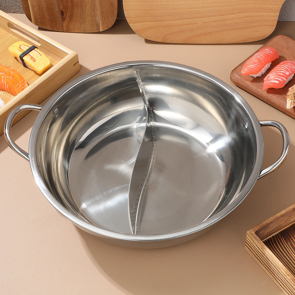 

Stainless Steel Yuanyang Pot Divided Hot Pot Dual Section Cookware for Home Commercial Use Compact Pan Chongqing