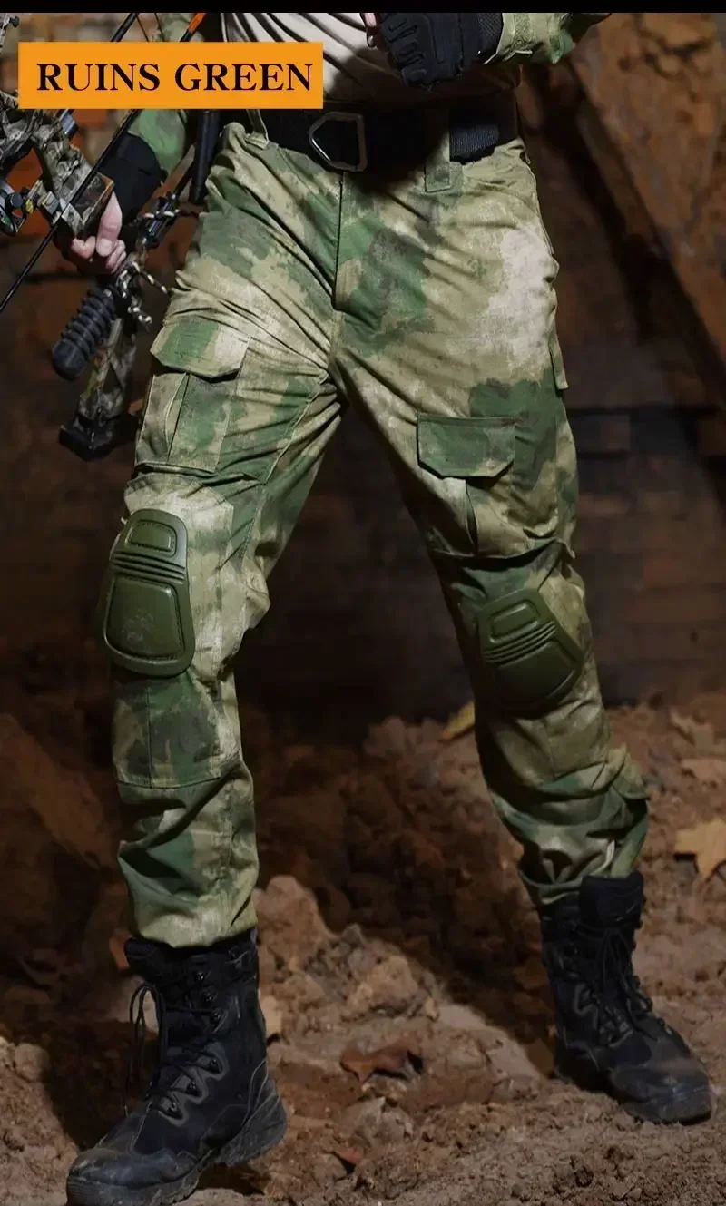 Taktische Jagdhose für Männer, Camouflage-Hose, Frosch-Cargo-Hose mit Knieschonern, Arbeitshose, Militär-Jägerhose, Armeewanderhose – Detail 8