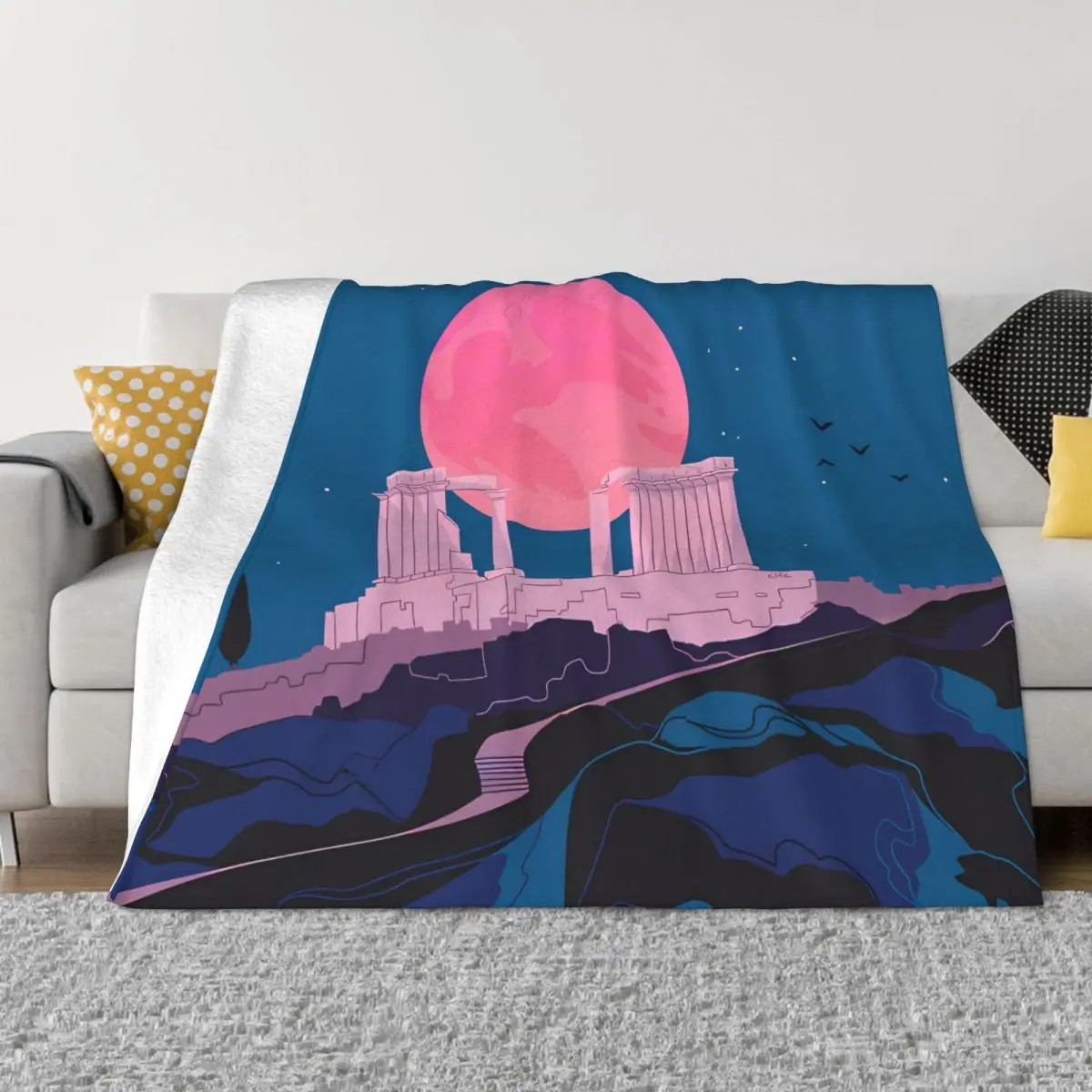 Ancient Greece Blanket Flannel Spring Autumn Temple Of Poseidon At Sounion Warm Throws For Winter Bedding