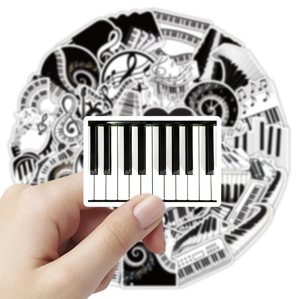 50/100 個音楽要素ステッカー黒と白のピアノキー DIY 防水荷物ノートブックステッカー
