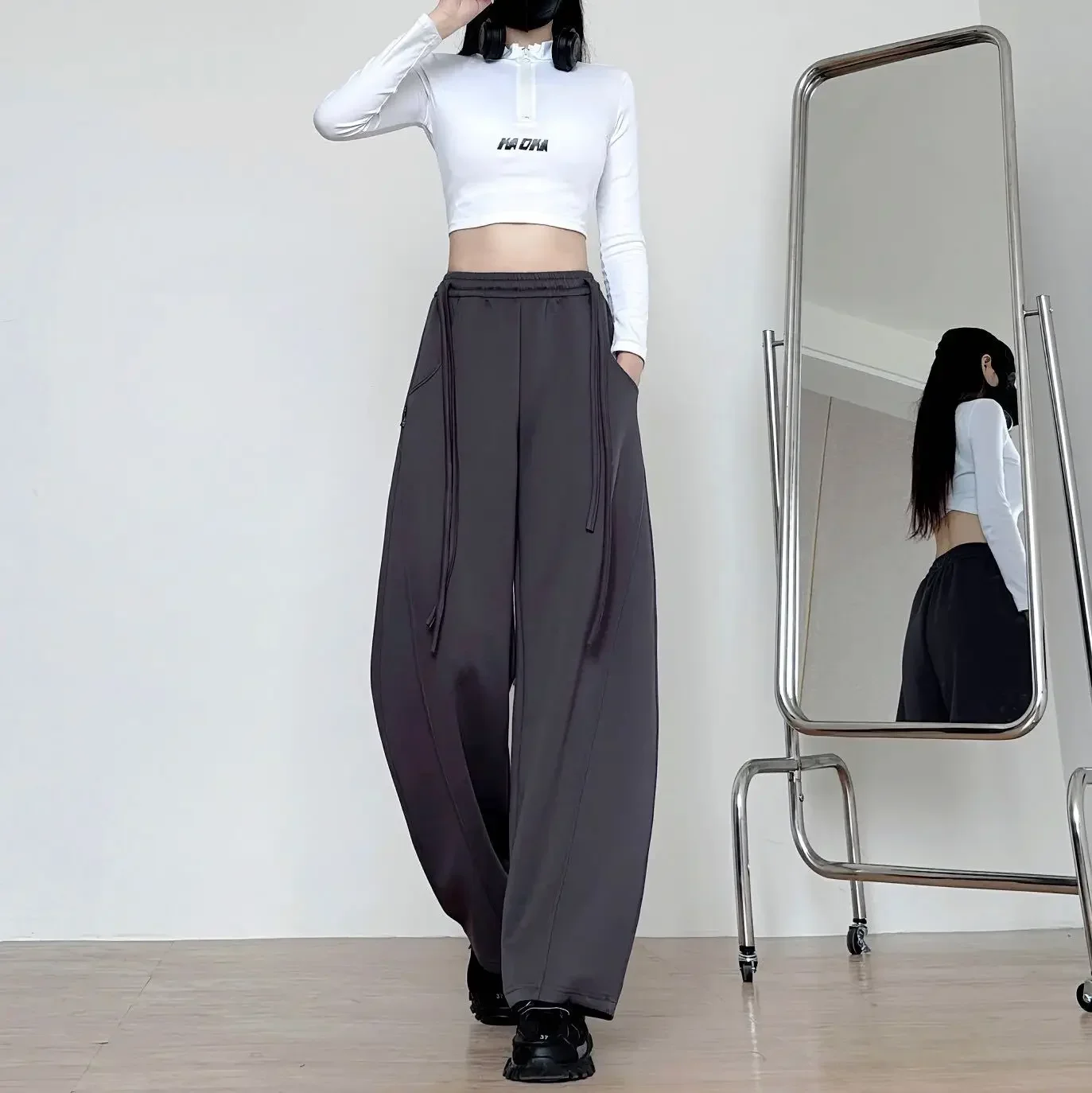 

Korean Sweatpants For Women High Waist Sports Pants Fashion Casual Baggy Pants Female Joggers Streetwear Harajuku Trousers Y2k