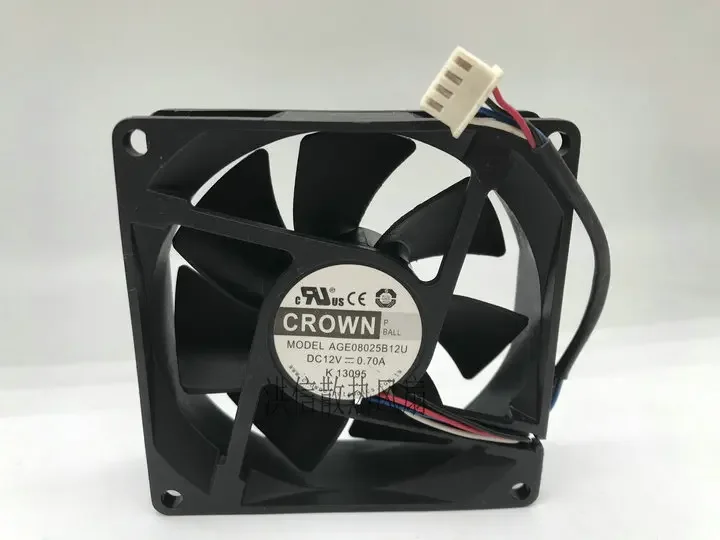 

Ltsf For CROWN AGE08025B12U DC 12V 0.70A 80x80x25mm 4-Wire Server Cooling Fan8cm