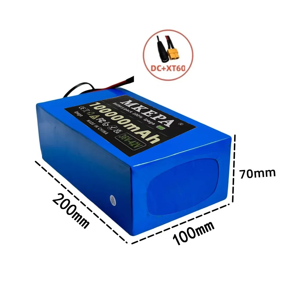 36V 100Ah 10S6P Lithium-Ion Battery Pack 36V 100000mAh 1000W Electric Battery Built-in BMS