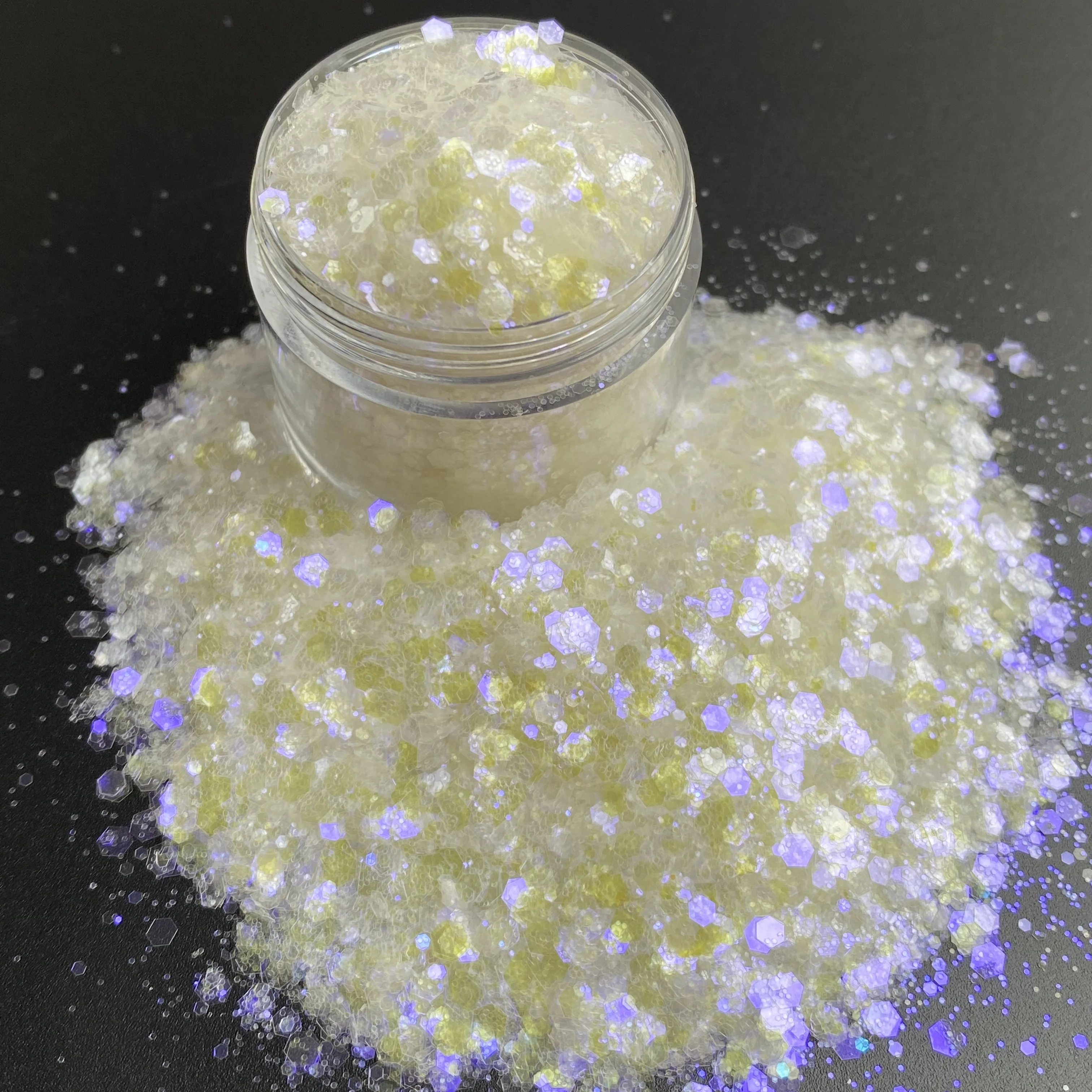 Solto Opala Branco Misto Chunky Glitter Powder, Massa para Unhas Artesanato, Decoração de Natal, 15g por Jar