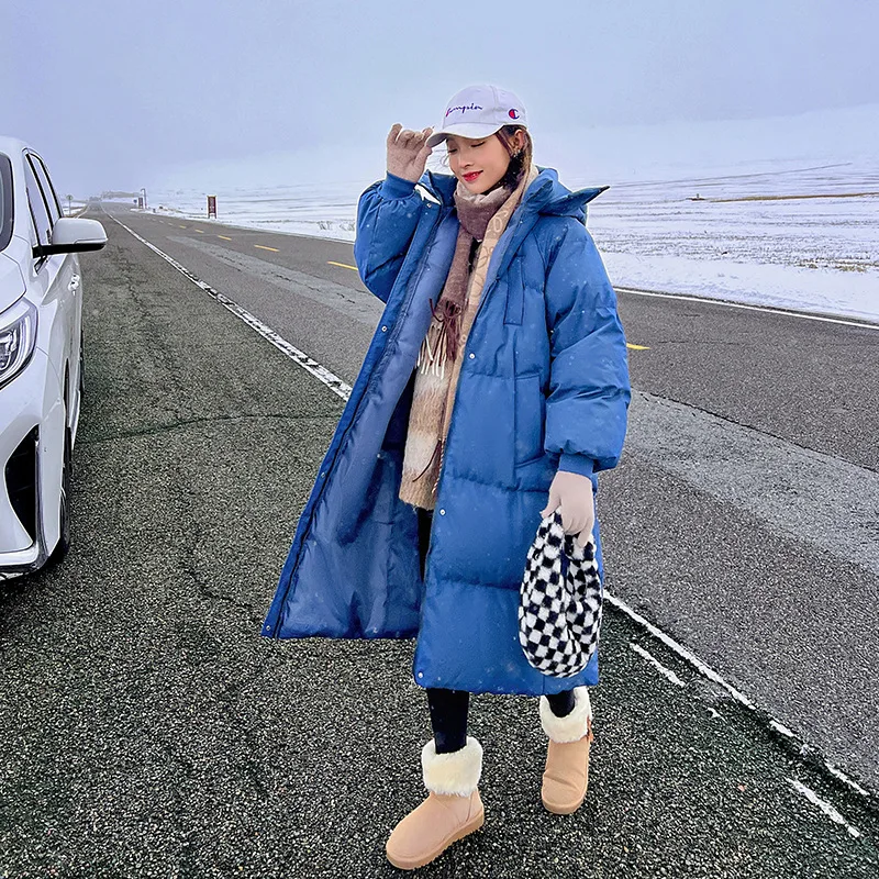 Drunk Sugar Over Knee Padded Coat Loose Long Length Korean Style Thick Warm Cotton Jacket Casual Winter Outerwear Street Wear