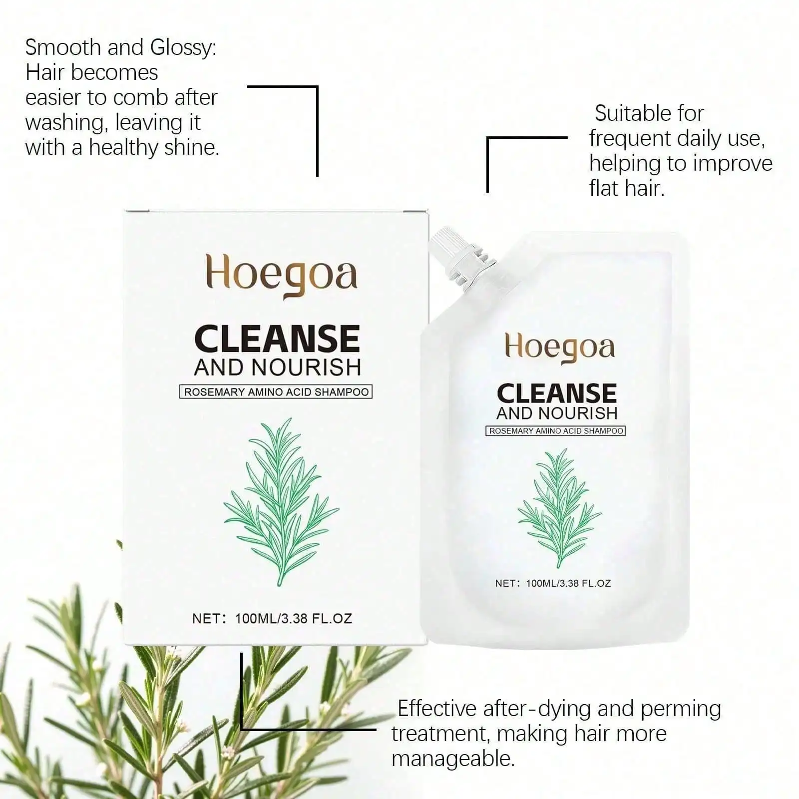 Rosemary Amino Acid Shampoo With Organic Rosemary Extract, Enriched With Amino Acids, Controls Oil & Refreshes Scalp, Reduces Greasy Flat Hair, Gentle Cleansing, Ideal For Family Daily Use & Gifts