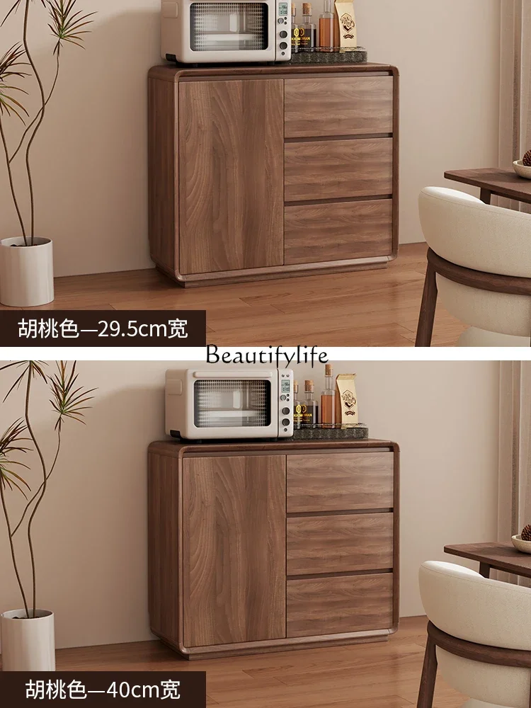 

yj7 Nordic dining side cabinet integrated against the wall, kitchen storage, new Chinese living room, walnut storage cabinet