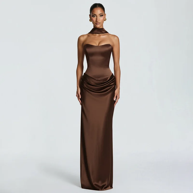 2026 Sommer Neues Elegantes Ärmelloses Figurbetontes Kleid für Damen mit Bandverzierung Formelles Bodycon-Kleid – Detail 38