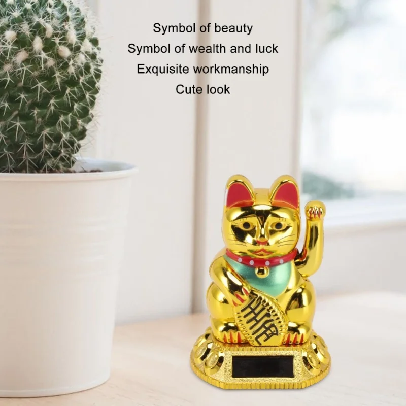 الصينية محظوظ القط الديكور يلوحون الذراع ضوء الشمس التعريفي تمثال تمثال للمنزل سيارة الحلي الأبيض الذهبي