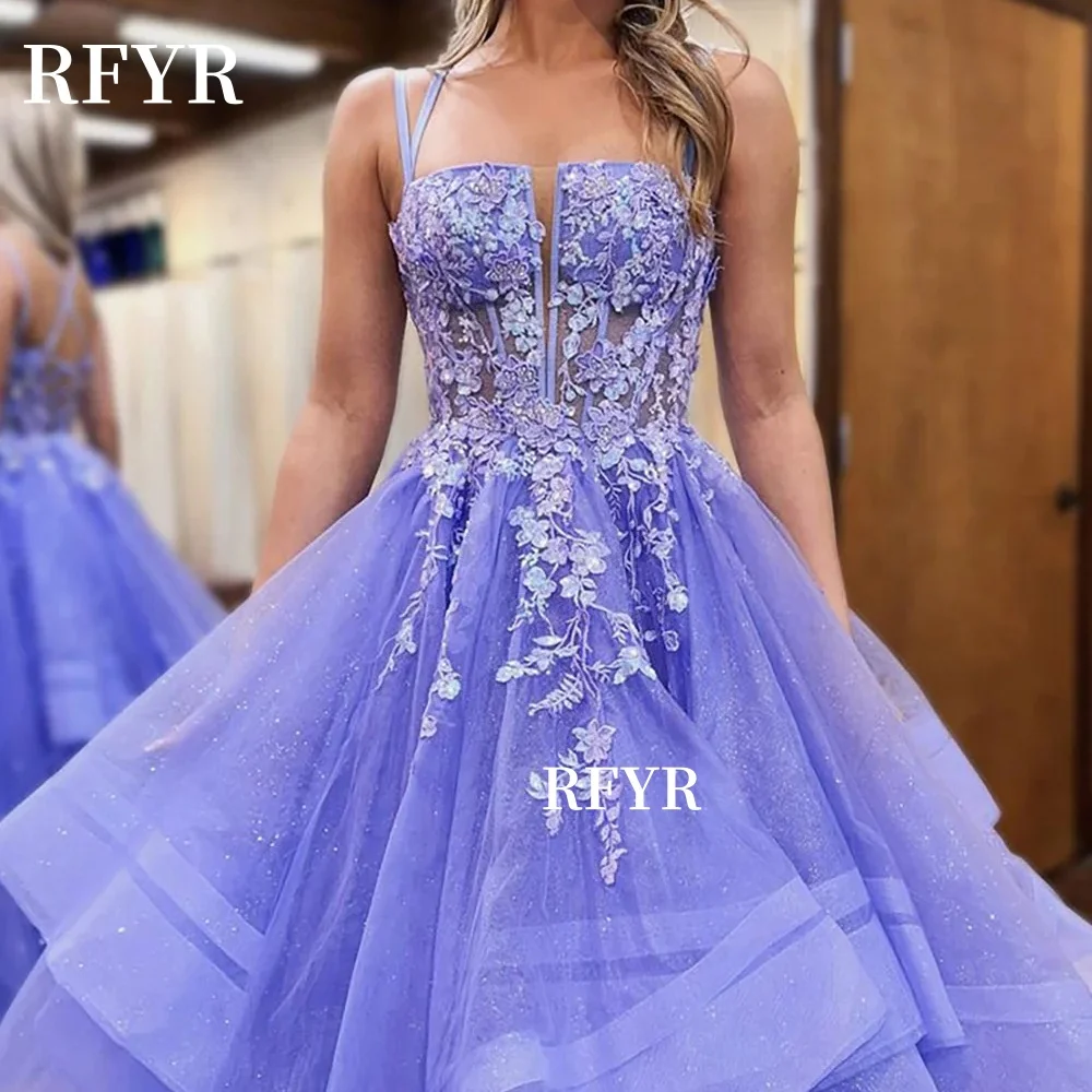 RFYR A Line  Princess Party Gown Applique Evening Dresses Sweetheart Prom Dress Tiered Layers فساتين مناسبة رسمية Customized