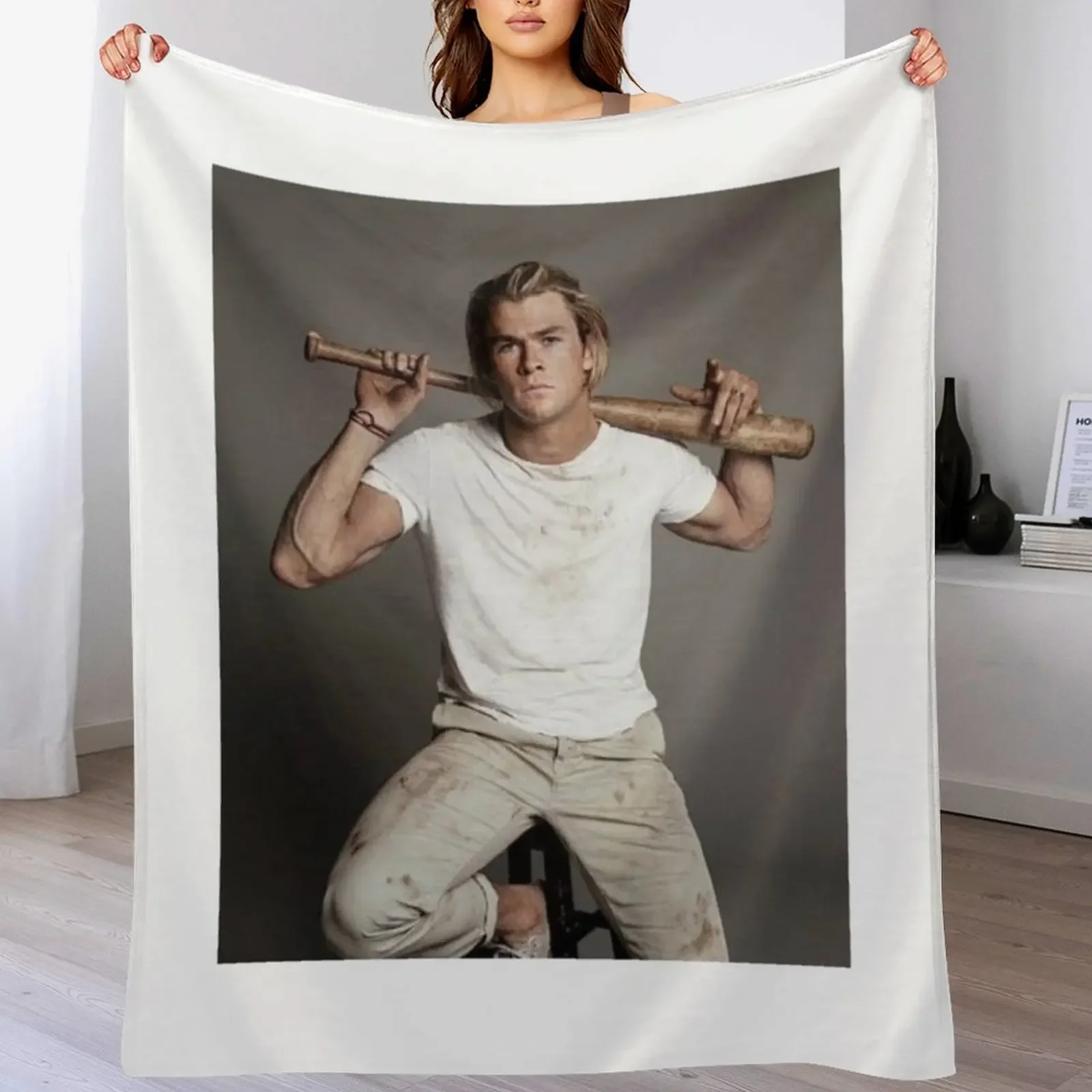 

Chris Hemsworth Throw Blanket Faux Fur Soft Warm Blanket for Bed