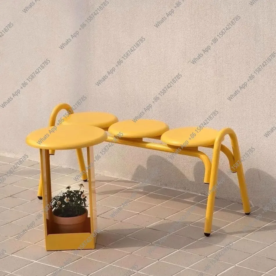 A63 Outdoor tables and chairs courtyard terrace milk tea coffee shop bench park chair commercial street bench cream wind