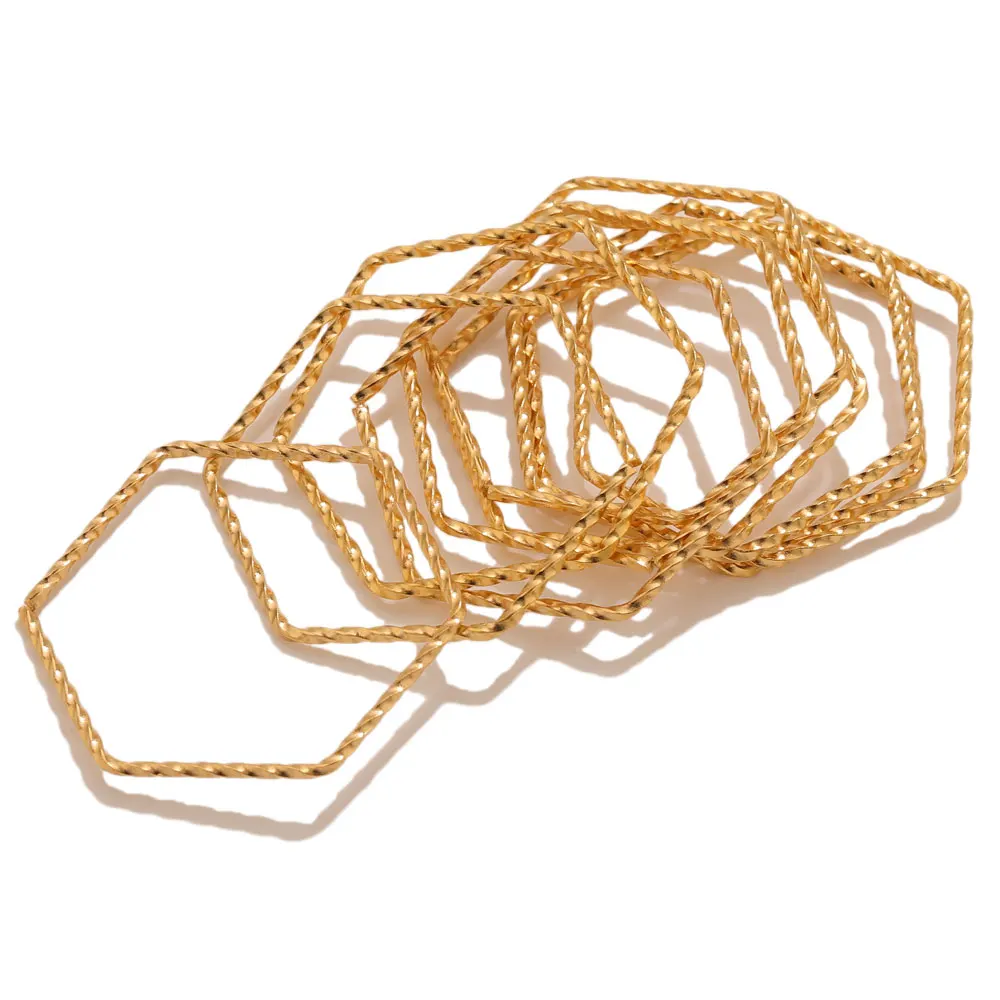 10 Stück Edelstahl Sechskant-Twist Große Kreisförmige Schmuckverbinder DIY-Verbinder Ohrringfassungen Blanko-Schmuckzubehör – Detail 2