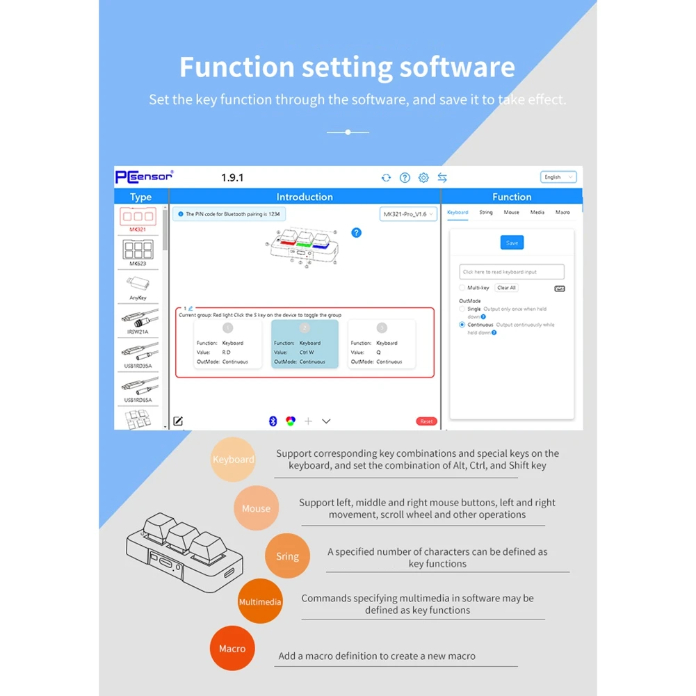 AC56-MK321-Pro 맞춤형 키보드 기계식 파란색 스위치 RGB 조명 3 모드 USB + 2.4G 무선 + 블루투스 연결 키보드
