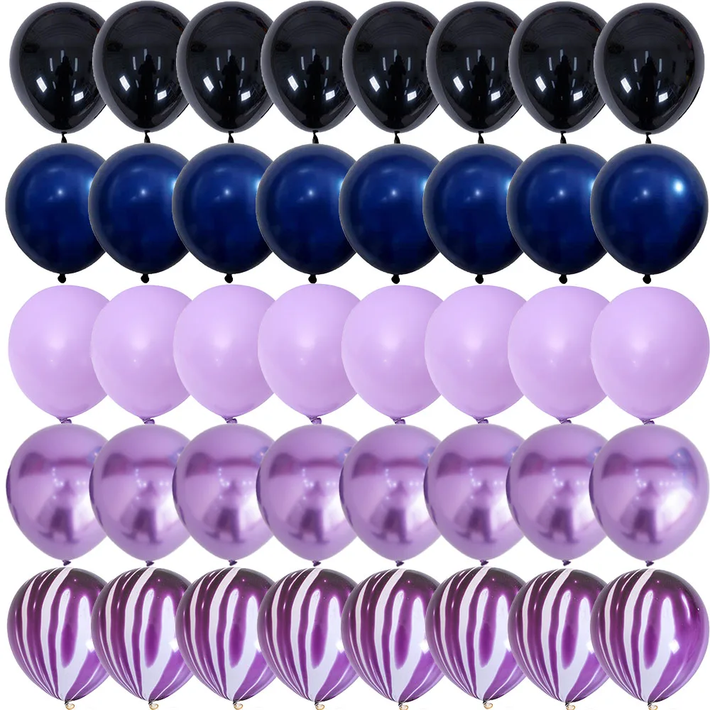 

40Pcs Black Purple Silver Balloons Gender Reveal Wedding Valentine's Day Baby Shower Birthday Globos Party Decorations