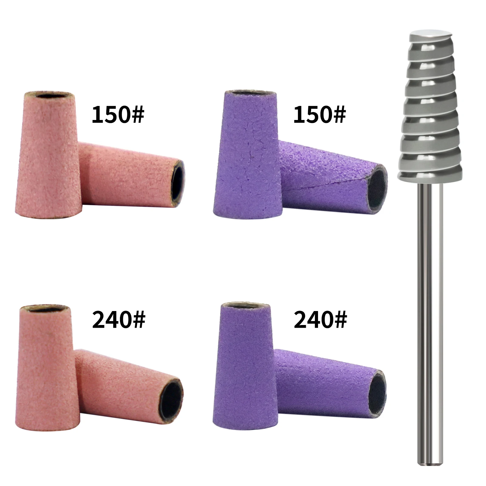 Nagelschleifbänder, neue konische Schleifkappen, 180/240 Körnung, Set zum Entfernen von Gel-Nagellack, Maniküre, Pediküre, professionelle Werkzeuge – Detail 1