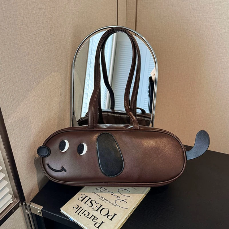 

Niche Design Interesting Dachshund Bag Single Shoulder Retro New Strange Frosted Crossbody Bags Baguette Package Underarm Bag