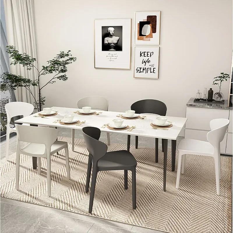 Modern Simple Plastic Dining Chair Nordic Household Ins Thickening Desk Back Makeup Meal Table and Chair - Image 5