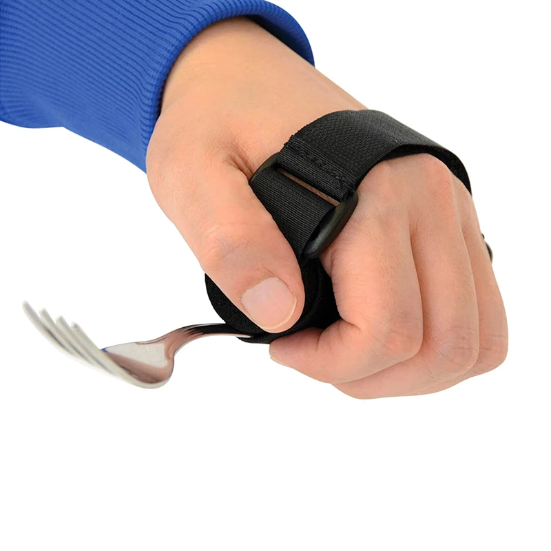 

Aid Utensil Cuff Holder Strap Elastic Eating Assistance Cuff Spoons Forks Knife Fixing Nylon Band For Patients Elderly Disabled