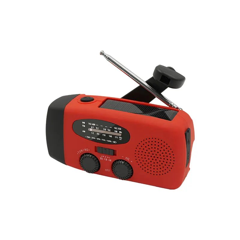 Rechargeable Portable Radio 2000mAh Emergency Radio Hand Crank Solar Power Bank with Solar Charging Battery Operated radio