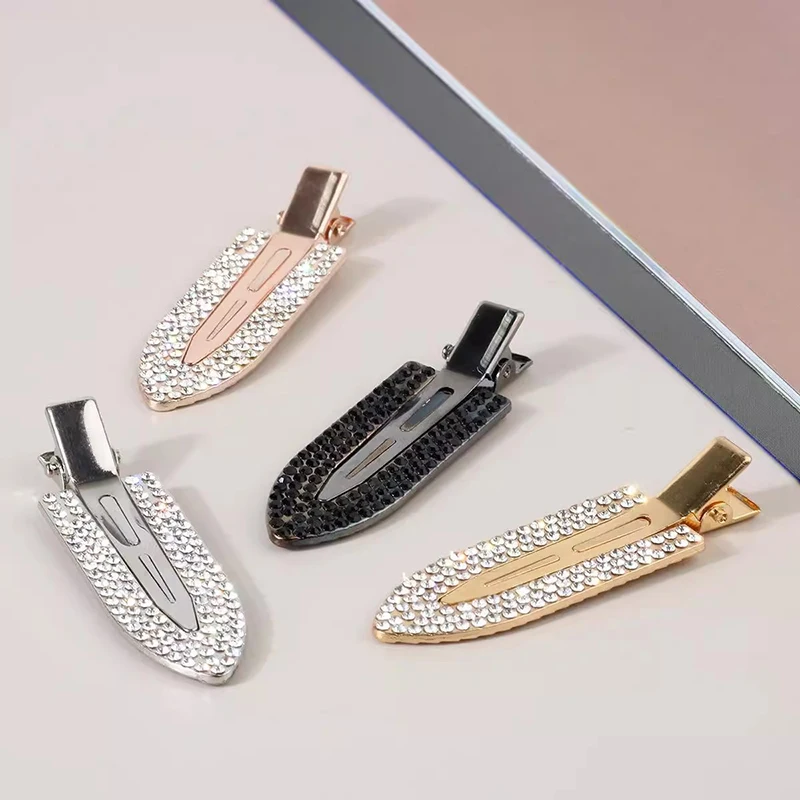 Modische Kreative Haarspange aus Legierung mit Diamanten, Nahtlose Schaufelförmige Entenschnabel-Klammer mit Strass für Ponyfransen, Mädchen-Haaraccessoires