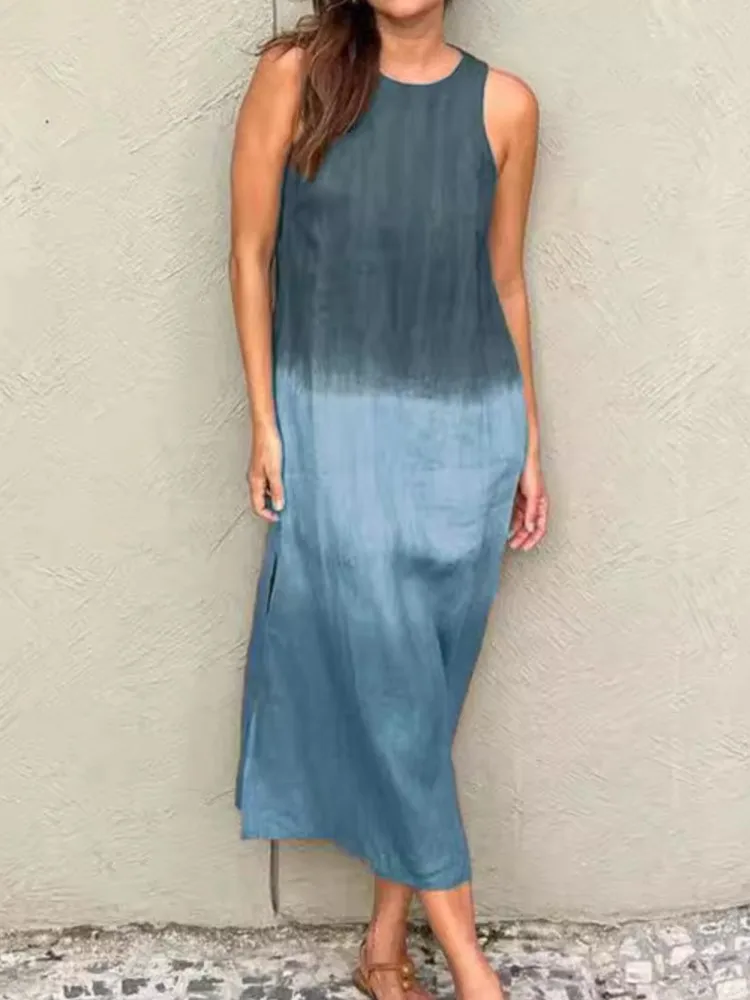 فساتين نسائية طويلة متدرجة بدون أكمام فستان عشاء ريترو برقبة على شكل حرف v فستان مثير للحفلات من Indianos فستان طويل مطبوع فساتين سهرة